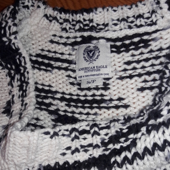 American eagle outfitters knit sweater navy cream - Picture 2 of 5